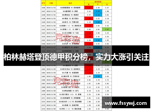 柏林赫塔登顶德甲积分榜，实力大涨引关注